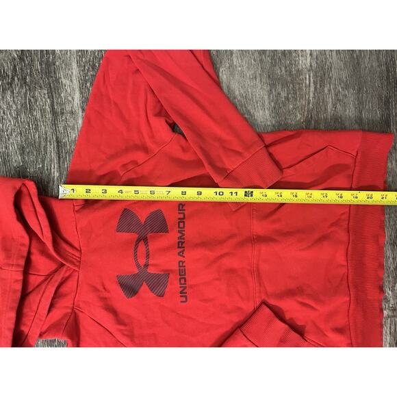 Under Armour Hoodie Boys Youth Large Red Black Pullover Athletic Sweatshirt Logo - Picture 4 of 6